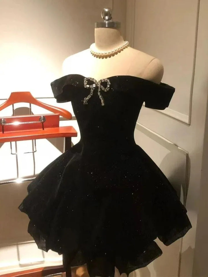 Yueyang Velvet Y2K Off Shoulder Mini Dress Private
