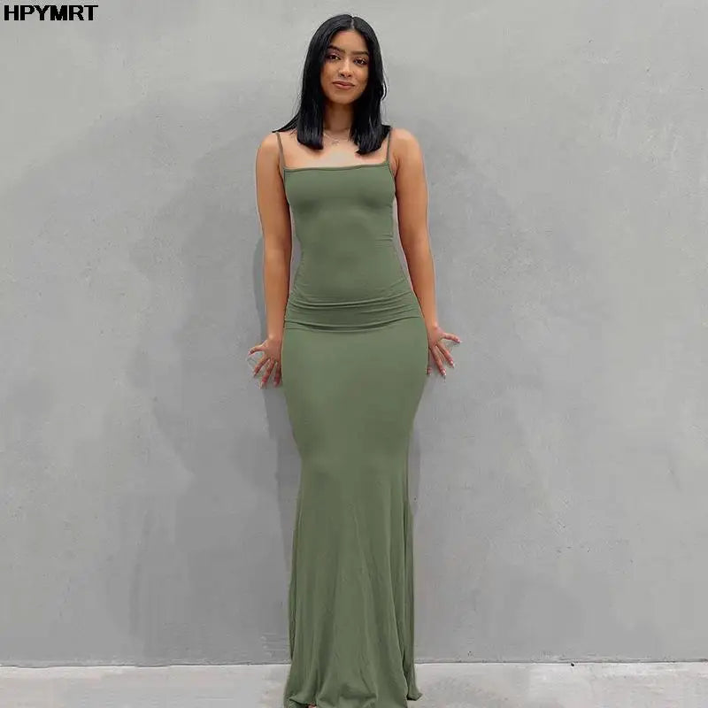 Satin Slip Backless Maxi Dress Bodycon Party Wear