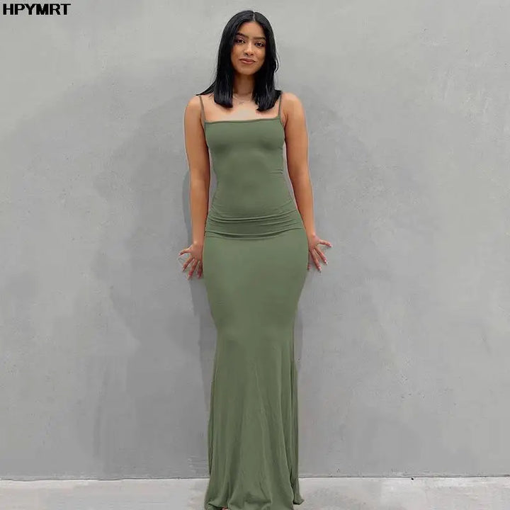 Satin Slip Backless Maxi Dress Bodycon Party Wear
