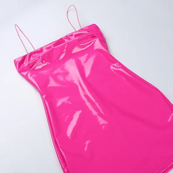 Fursdic Signature Pu Leather Mini Dress