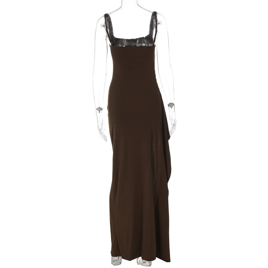 Elegant Stretchy Spring 2025 Knit Maxi Dress