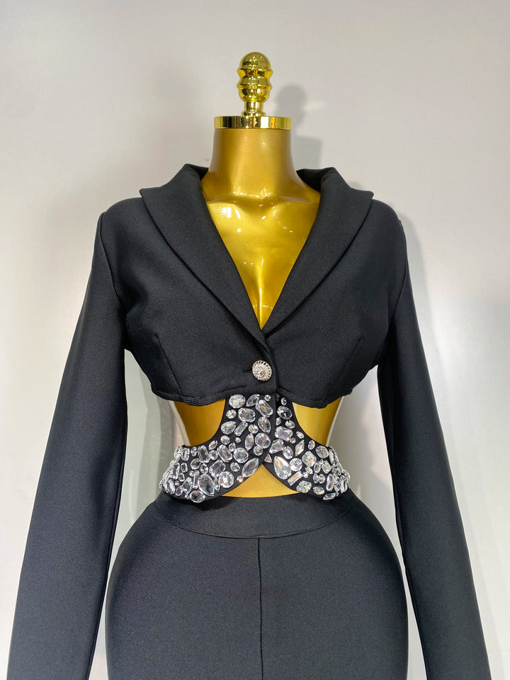 Kormanly Women Diamond Beaded Knit Bodycon Set