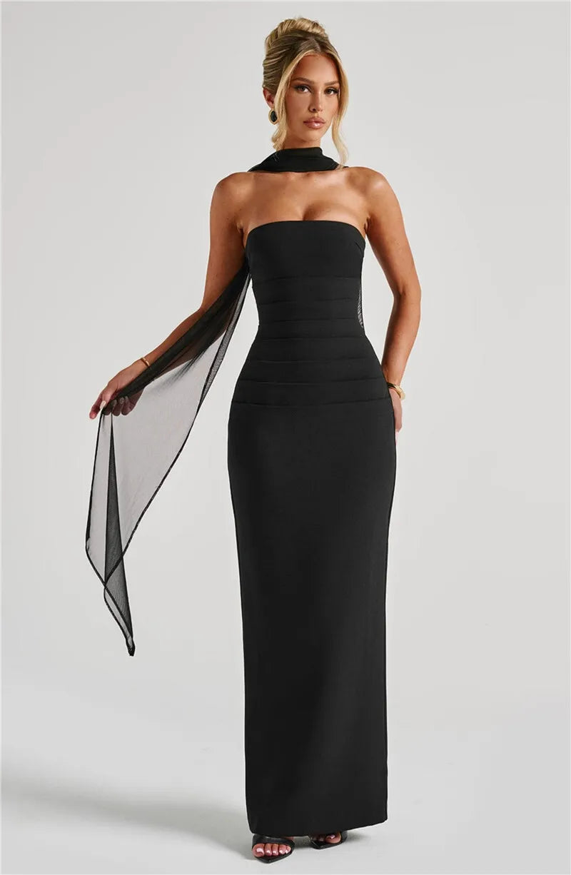 Mozision Premium Off Shoulder Backless Maxi