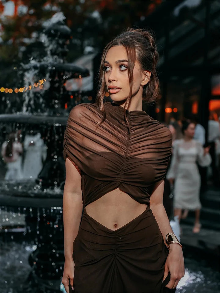 Premium Hollow A-line Evening Dress With Tailored