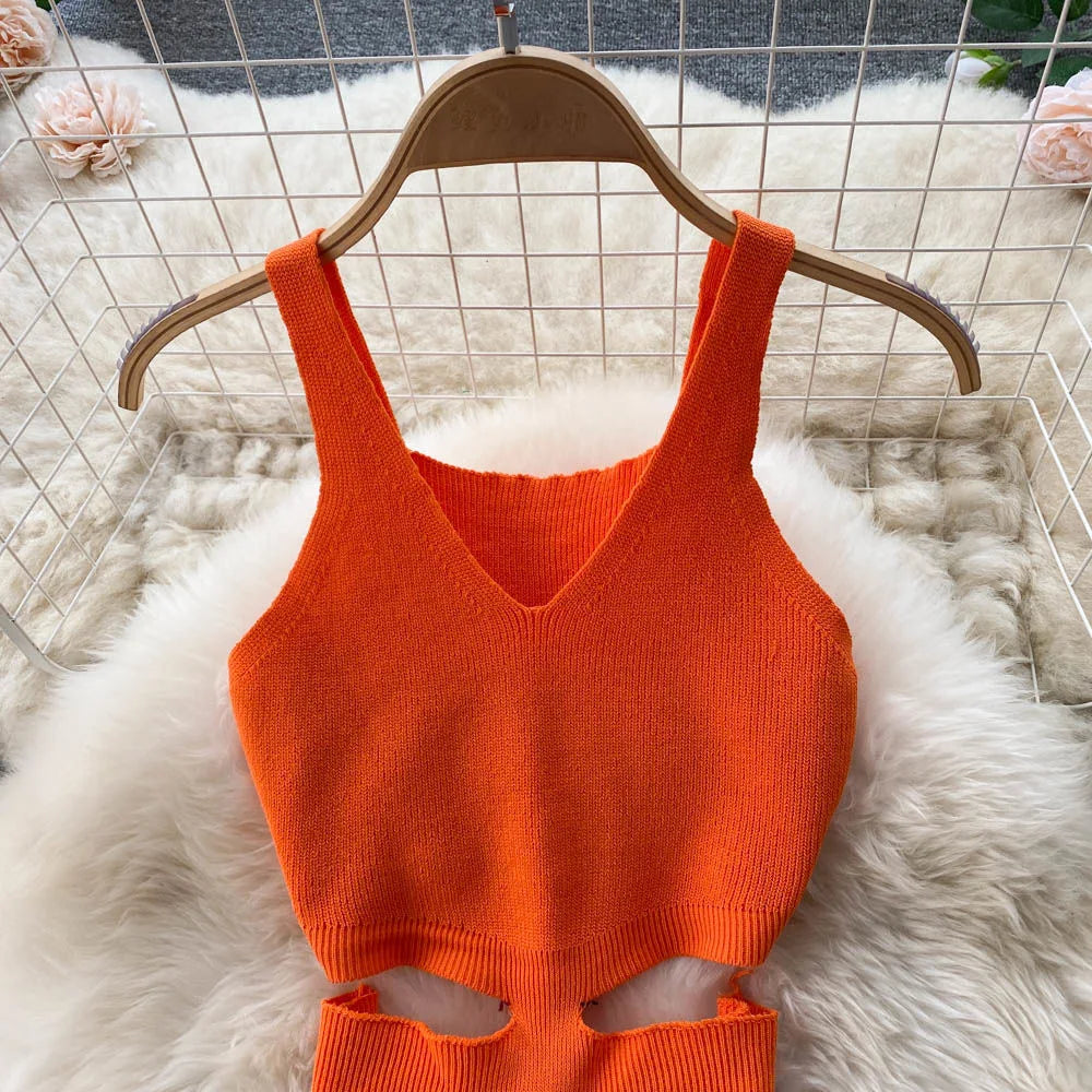 YuooMuoo Women Cutout Waist Knitted Bodycon Dress