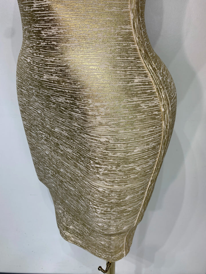 Luxury Gold Bodycon Dress For Elegant Evening