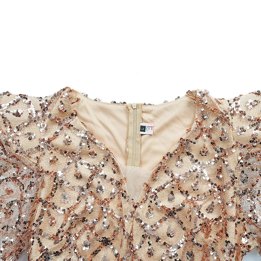 Luxurious Sequin Ankle Evening Gown For Elegance