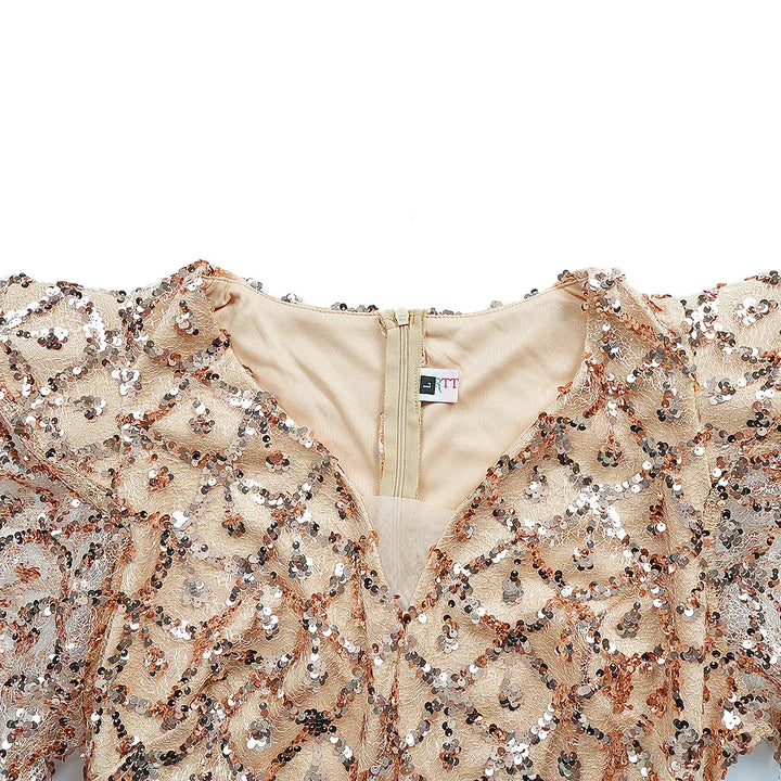 Luxurious Sequin Ankle Evening Gown For Elegance