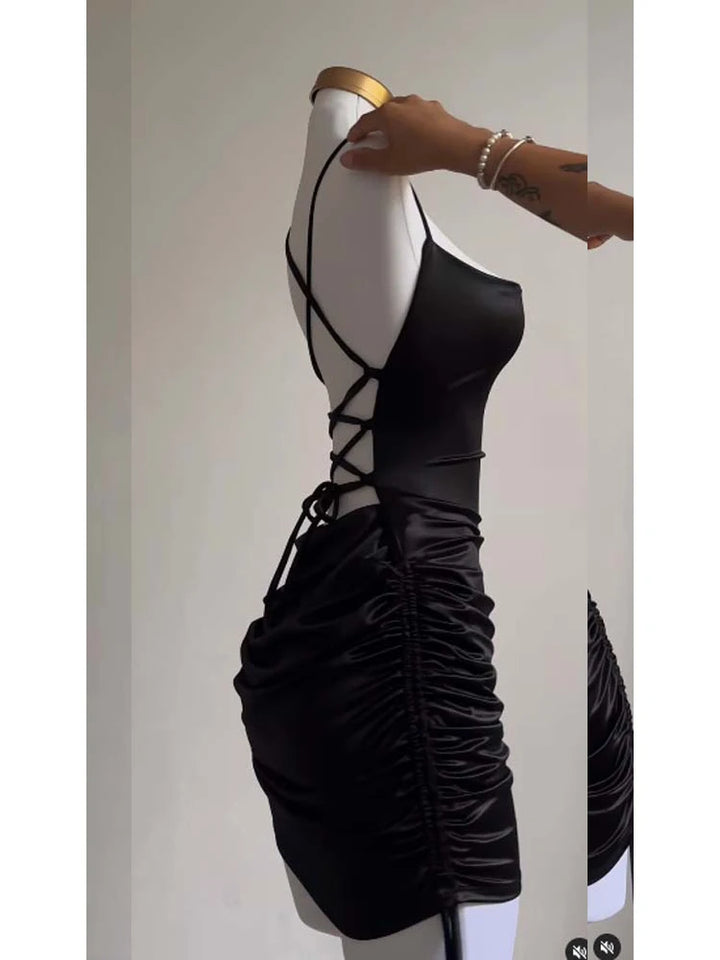 Luxurious Satin Wrap Bodycon Mini Dress