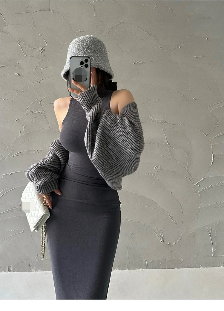 Jeyongzoo Women Exclusive Red Turtleneck Knit Midi