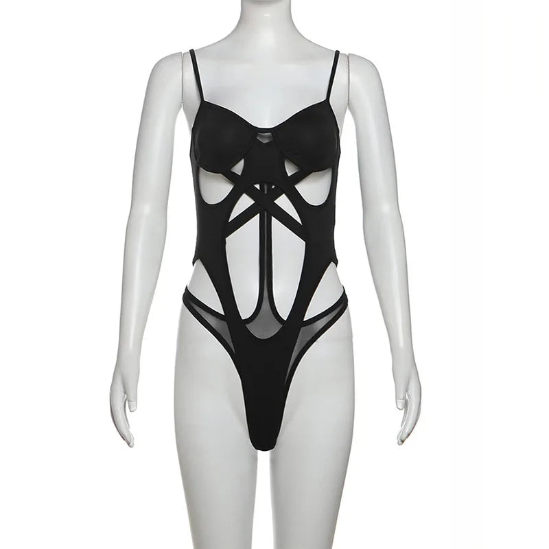 Joevilu Y2K Elegance Slim Fit Cutout Bodysuit