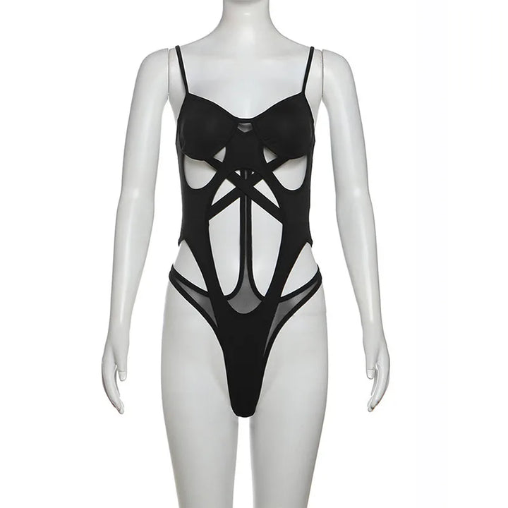 Joevilu Y2K Elegance Slim Fit Cutout Bodysuit