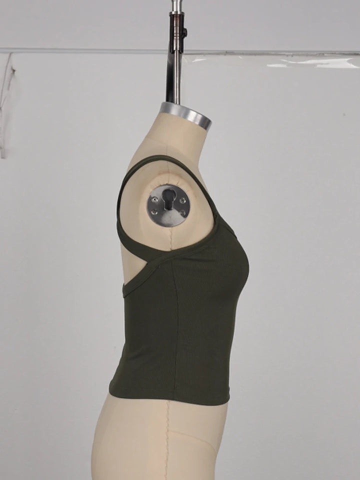 Stylish Backless Polyester Top For Fitness Or