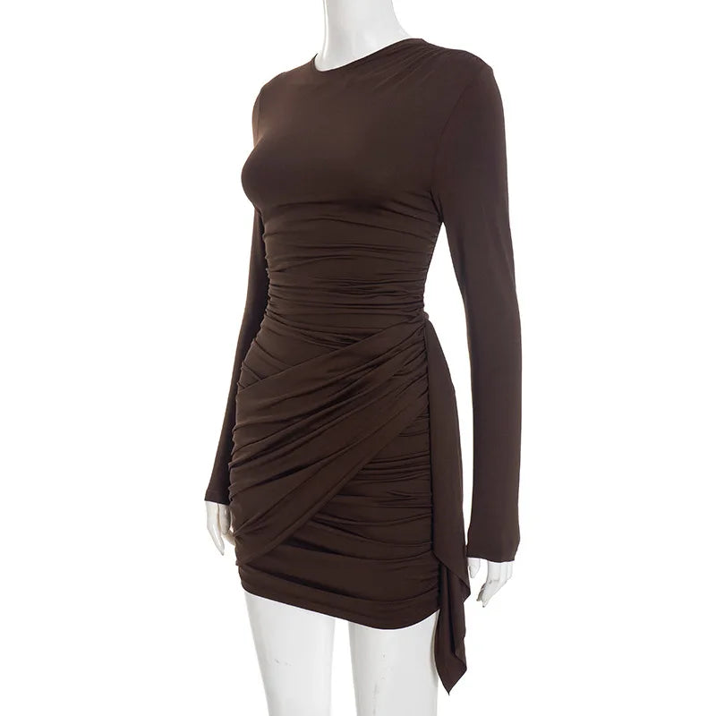 Elegant Solid Overlap Sheath Dress For Women