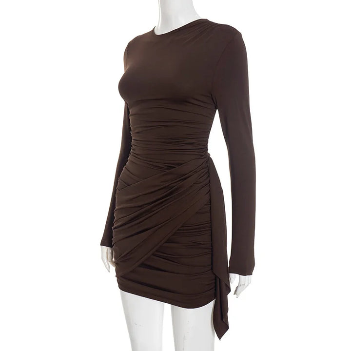Elegant Solid Overlap Sheath Dress For Women