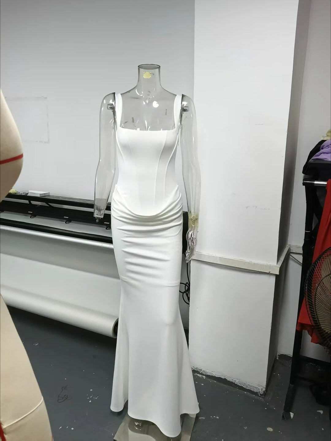White Maxi Dress For Women Lace Up Formal Wedding Guest Party Slim Elegant