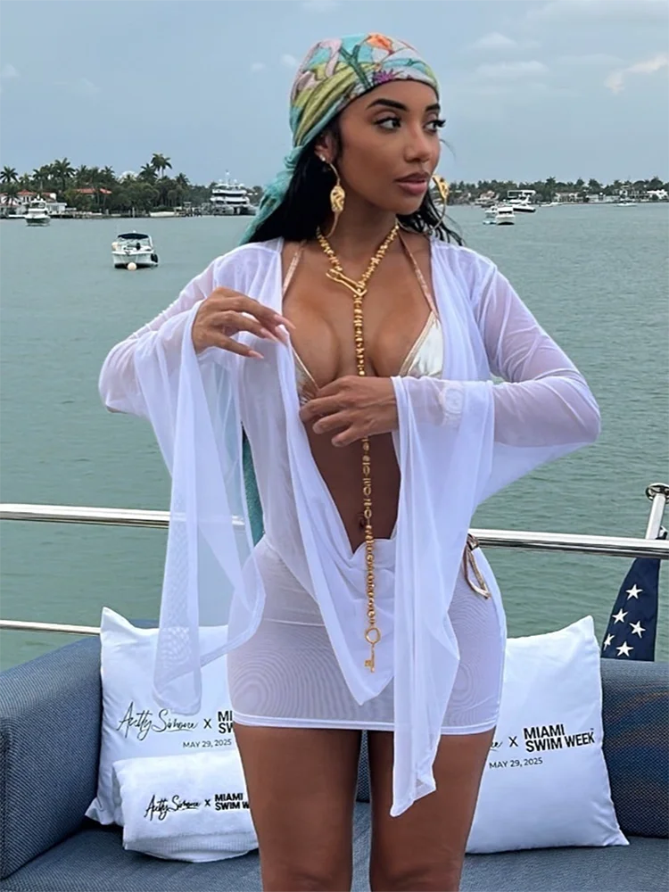 Weird Puss Halter Backless Mini Dress See Through