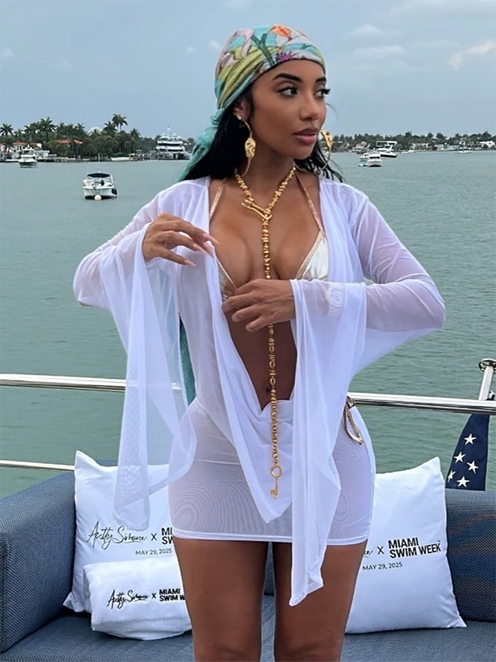 Weird Puss Halter Backless Mini Dress See Through