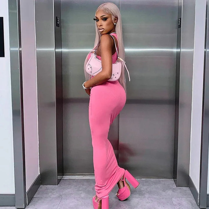 Luxury Architectural Ribbed Sleeveless Maxi Dress