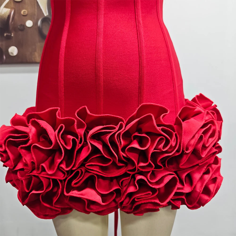 Vj Gochi Signature Red Holiday Cocktail Dress