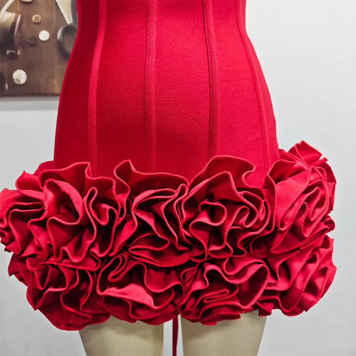 Vj Gochi Signature Red Holiday Cocktail Dress
