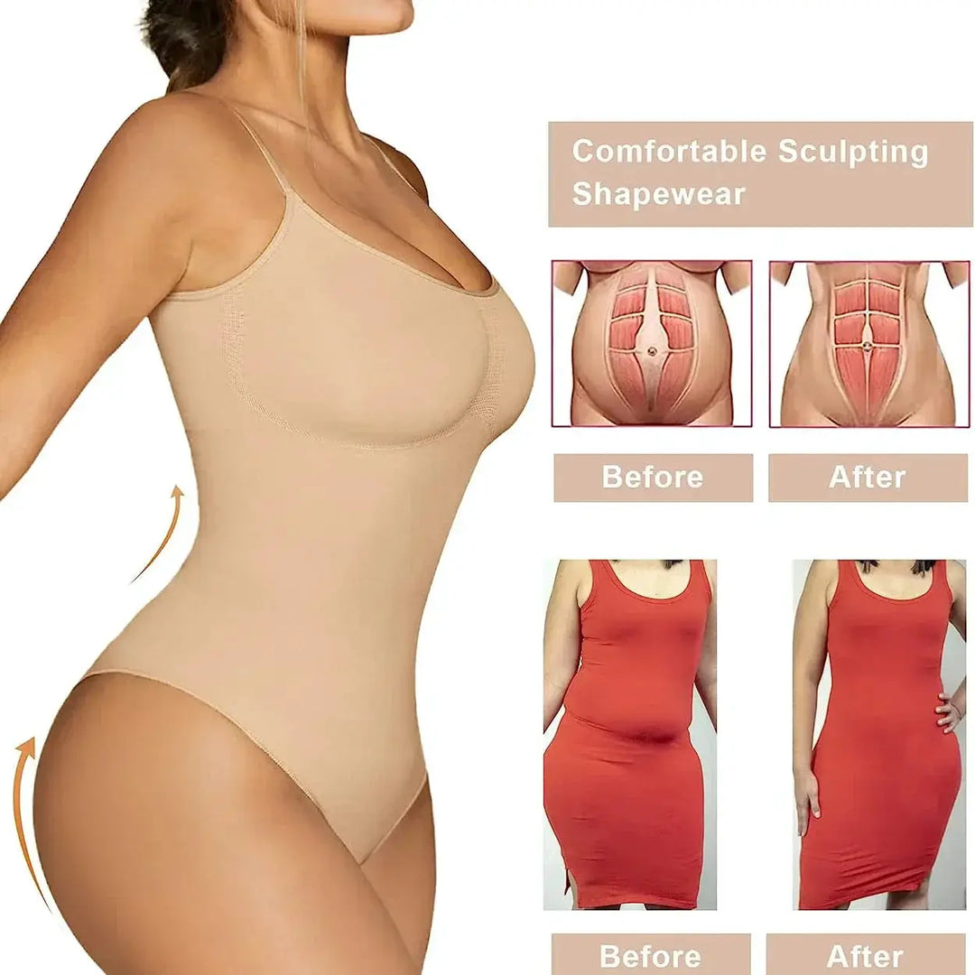 Seamless Tummy Control Bodysuit Thong for Women XS to 3XL