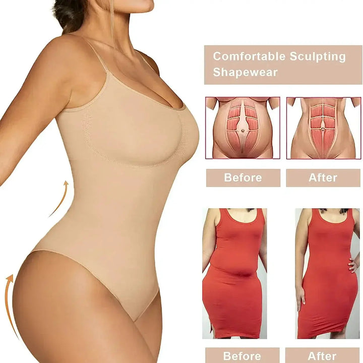 Seamless Tummy Control Bodysuit Thong for Women XS to 3XL