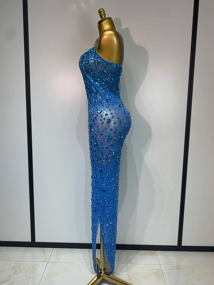 Kormanly Rhinestone Mesh Evening Gown Exclusive
