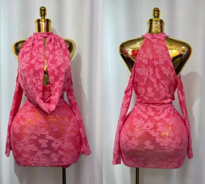 Floral Bodycon Mini Dress Backless Party Clubwear