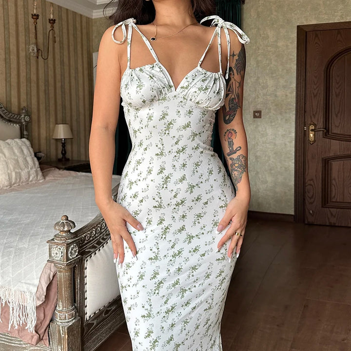 Hugcitar Floral Print Ankle Length Bodycon Long