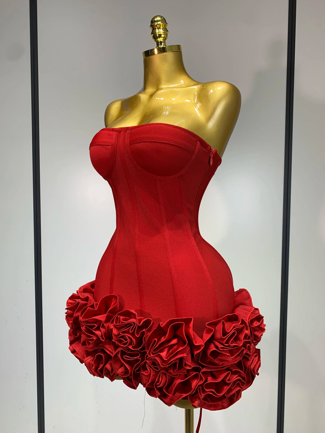 Strapless Flower Embellished Bodycon Mini Dress