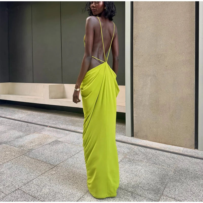 Btuce Exclusve Hollow Out Emerald Green Maxi Dress