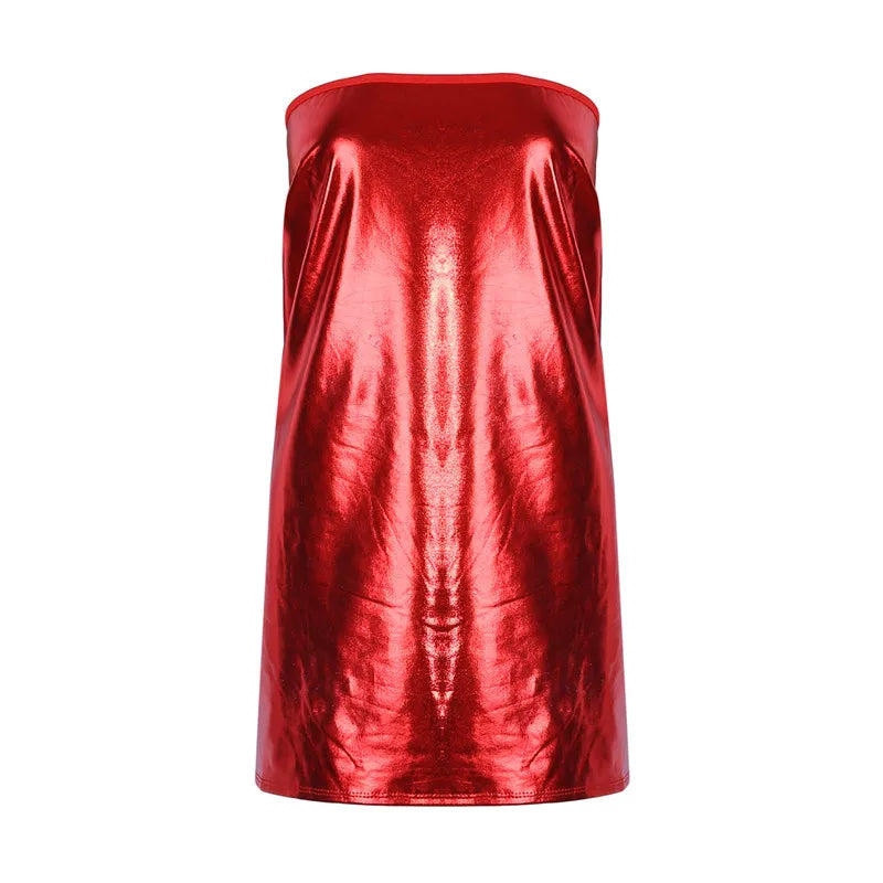 Stunning PU Chest Wrap Dress For Night Out