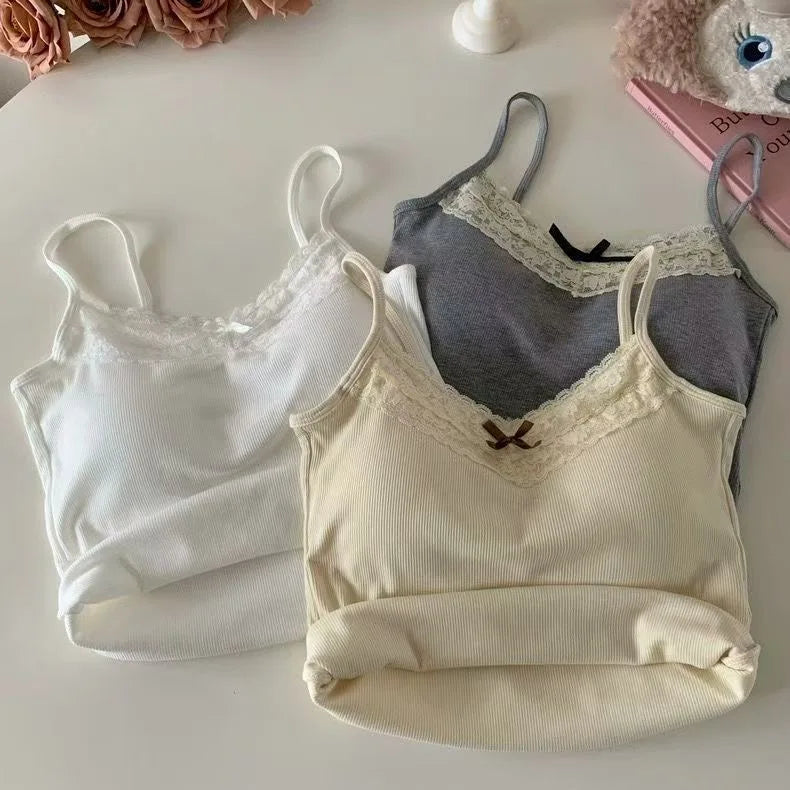 Luxury White Women Knit Lace Camisole Exclusive
