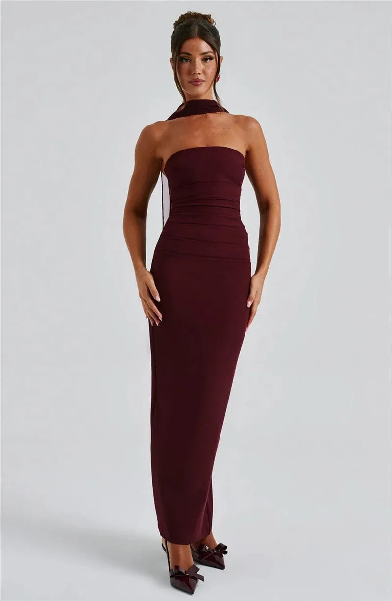 Mozision Premium Off Shoulder Backless Maxi