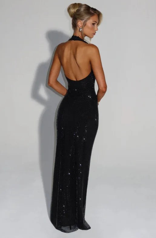 Sleeveless Sequined Mesh Maxi Dress Bodycon