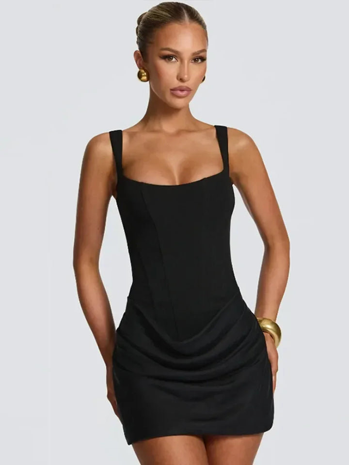 Exclusive Halter Square Neck Tailored Mini Dress