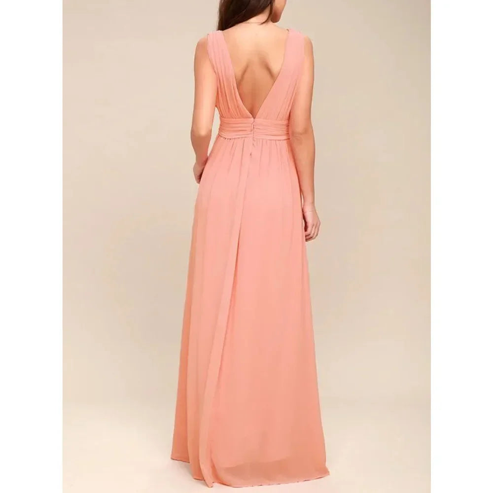 Exquisite Red Backless Maxi Dress For Elegant