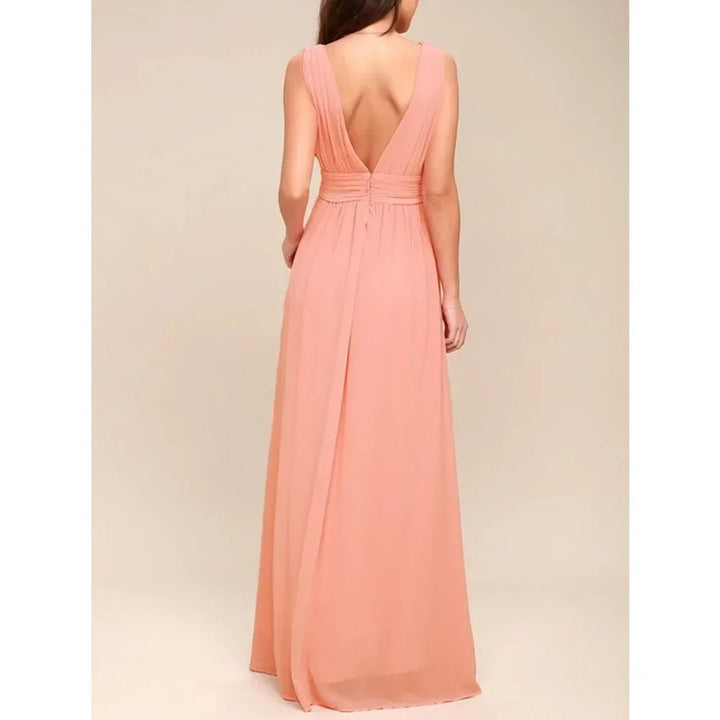 Exquisite Red Backless Maxi Dress For Elegant