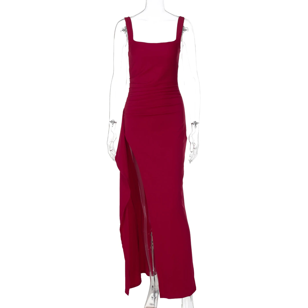 Elegant Stretchy Spring 2025 Knit Maxi Dress