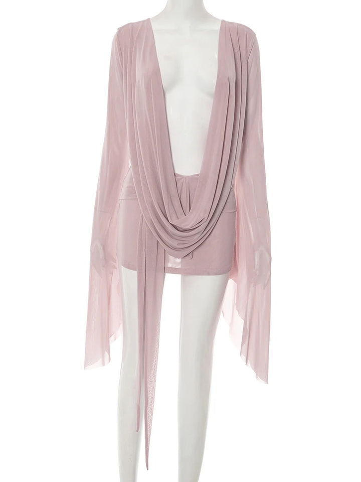 Weird Puss Halter Backless Mini Dress See Through