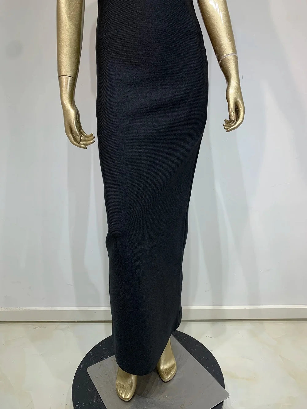 Laura Kors Black Knit Maxi Dress Slim Fit Stretchy