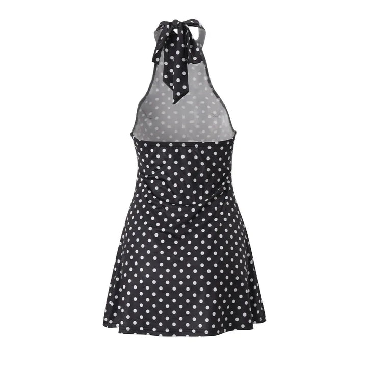 Limited Signature Dot Halter Backless Knit Evening