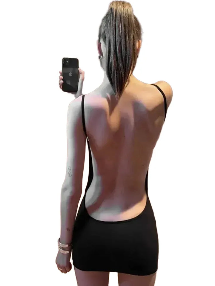 Backless Black Dress For Women Summer Clothing Y2k One Piece Sexi Night Dress Hot Club Outfits Spaghetti Strap Vestido Feminino