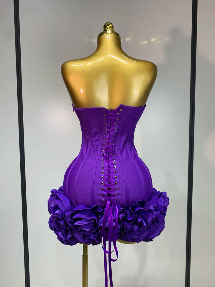 Exquisite Strapless Floral Cocktail Dress