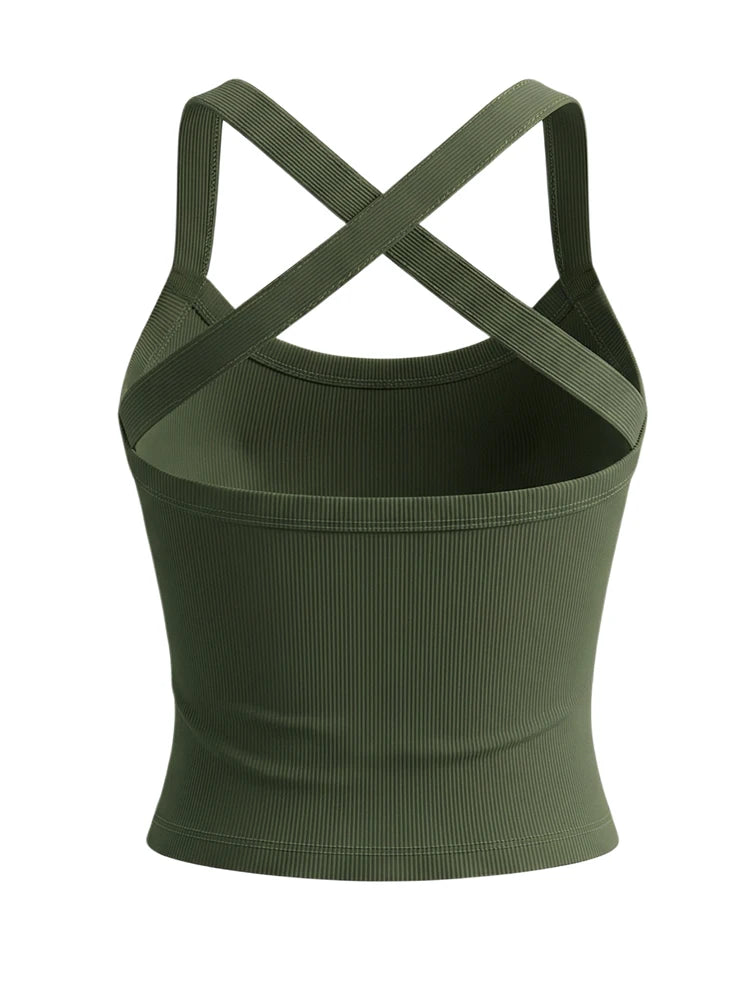Stylish Backless Polyester Top For Fitness Or
