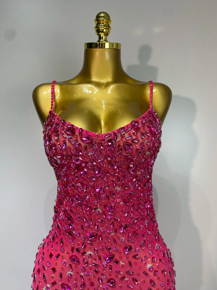 Kormanly Rhinestone Mesh Evening Gown Exclusive