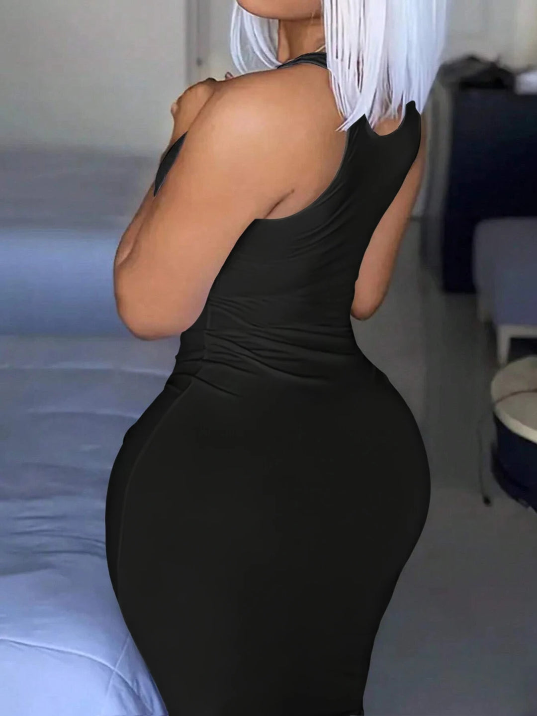Elegant Notched Neck Bodycon Dress For Women