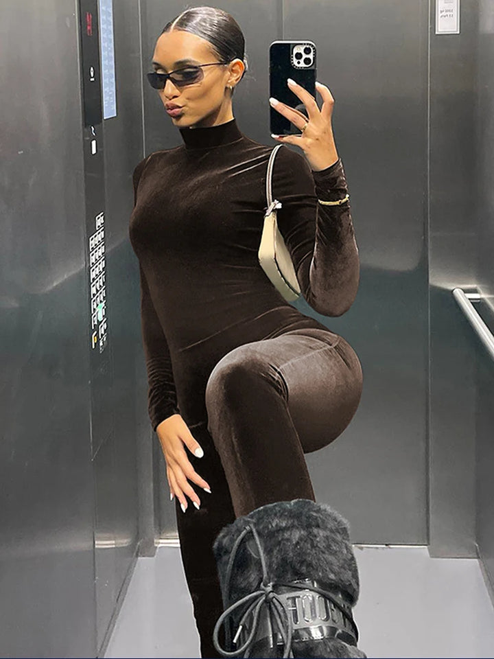 Dulzura Velvet Y2k Bodycon Jumpsuit For Women