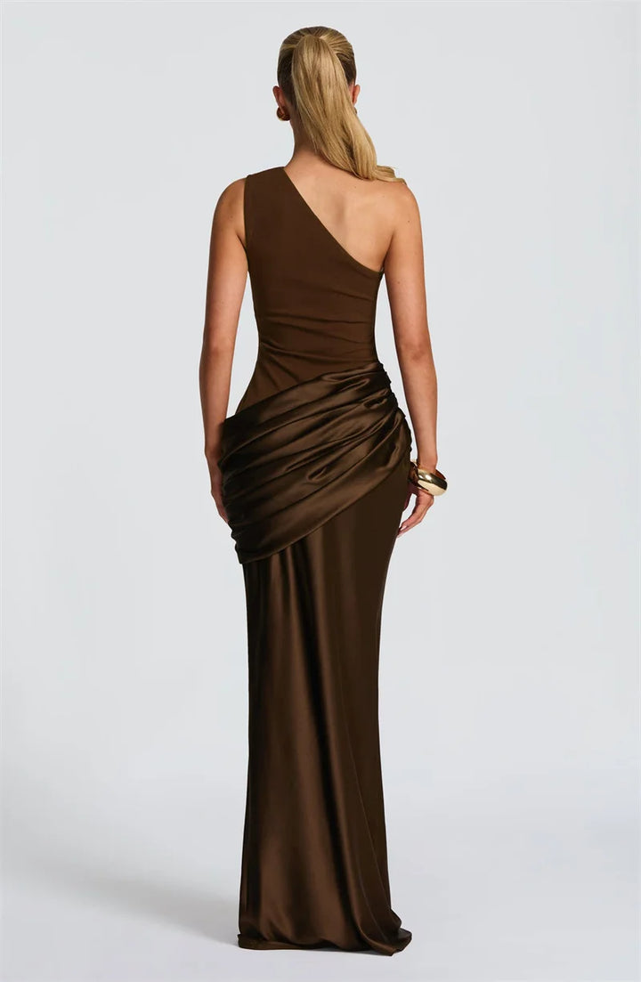 Luxury One Shoulder Backless Maxi Dress